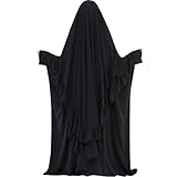 khalat Women's Hijab Chiffon Hijab for Women Muslim 2 Layers Ruffle Lightweight Large Hijab Black