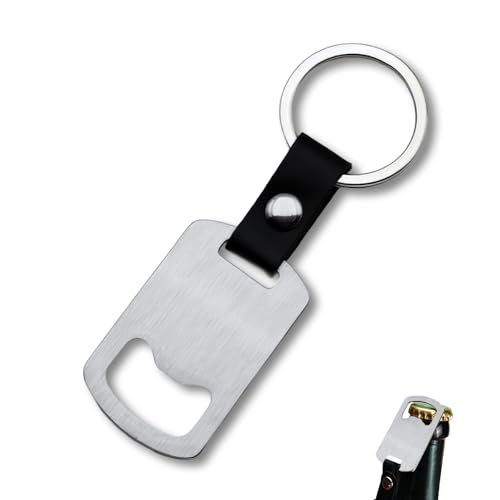 Nevoluxer Porte Clé Décapsuleur en Métal et Cuir – Ouvre-Bouteille Élégant Cadeau pour Homme Anniversaire Fête Maison Bar 1porte clé décapsuleur