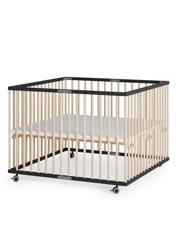 Sämann Laufstall faltbar Baby 100x100 cm | stufenlos höhenverstellbar |...