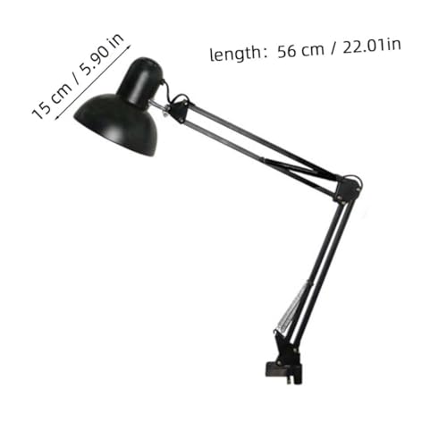 HOMSFOU Lámpara De Mesa Con Abrazadera De Brazo Oscilante Negro Luz De Oficina Y Estudio Para Superficies Verticales Y Horizontales Sin Bombilla - imagen 2