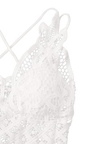 Floerns Women's Sexy Lace V Neck Criss Cross Back Bralette Crop Top4
