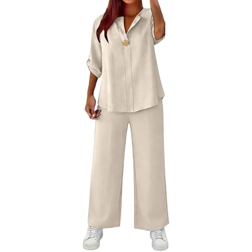Conjunto de lino para mujer que soluciona el calor vistiendo fresca y holgada