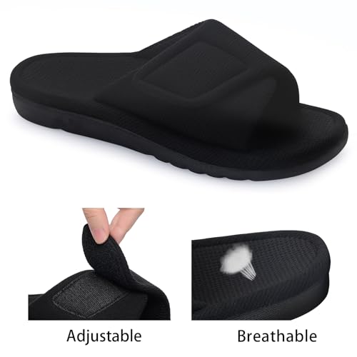 Image of shevalues Summer House Slippers for Women with Arch Support Breathable Waffle Cotton Indoor Slippers Slip on Open Toe Home Shoes