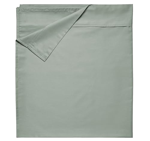 California Design Den King Size Top Sheet - Soft 400 Thread Count Sateen, Natural 100% Cotton Flat Sheets Only King Size, Breathable, Durable and Cooling - Sage Green