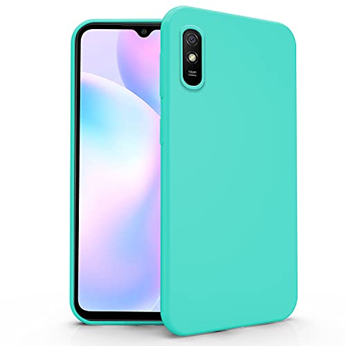 N NEWTOP Cover Compatibile con Xiaomi Redmi 9A - 9AT, Custodia TPU Soft Gel Silicone Ultra Slim Sottile Flessibile Case Posteriore Protettiva (Turchese)