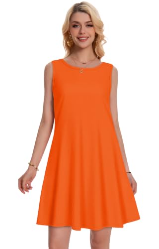 Image of Summer Dresses for Women Beach Boho Sleeveless Vintage Floral Flowy Pocket Tshirt Tank Sundresses 2026