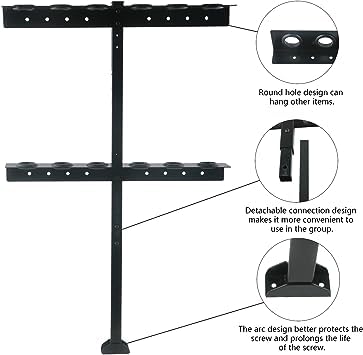 Fumingpal Shovel Holder For Truck, Hand Tool Rack With 6 Tool Holes For Open Style Trailers, Yard Tool Organizer For Garage With Rubber Grommets And Mounting Hardware Fit For Shovels, Rakes, Hoes #TOP3