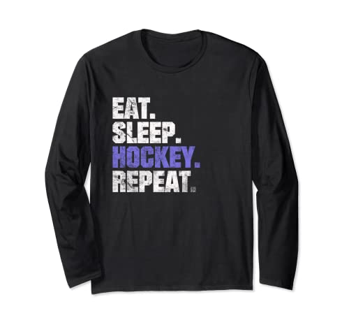 Eat Sleep Hockey Repeat Icehockey - Coach Puck Maglia a Manica