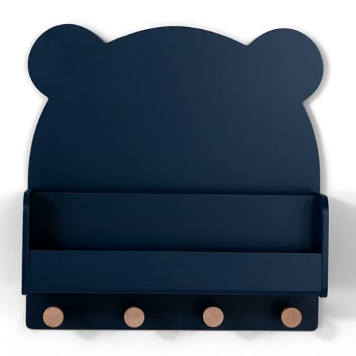 Image of babyGap by Delta Children Brannan Bear Wall Shelf with 4 Hooks, Navy