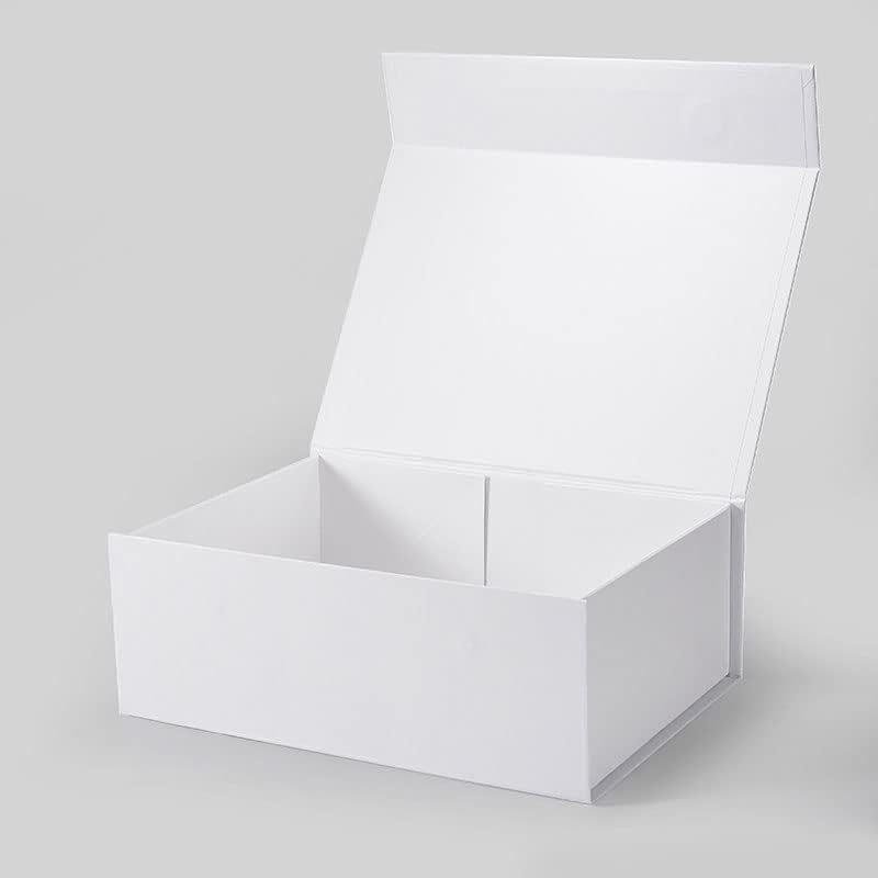 Miniatura 2 de Geoto 13 x 10 x 4.52 pulgadas  13.0 x 10.0 x 4.5 in A4 de tamaño profundo blanco liso plegable rígido cierre magnético caja de regalo