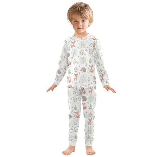 Pajama Sets Long Sleeve Cute Forest Animal Background Soft Comfy Sleepwear 2 Piece PJS 3-8T2