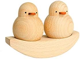 Home Decoration Furnishing Decorative Accent- Friendship, Hand Carved Cute Duck Animal Sculptures Wood Statue Ornament, Creative Gift Collectible Figurines Décor Set for Birthday Wedding Anniversary