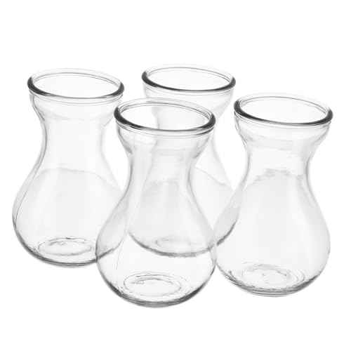 FUNOMOCYA Jarrón De Cristal Decorativo Transparente Pequeño De Vidrio Hidropónico para Hogar Oficina y Centros De Mesa, Pack De 4 Unidades