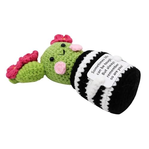 Namvo Poupée de Cactus, Plantes tricotées Vertes en Peluche, Crochet de Cactus, Carte de Support de Pomme de Terre émotionnelle drôle, Petites décorations de Cactus pour Cadeaux d'anniversaire de