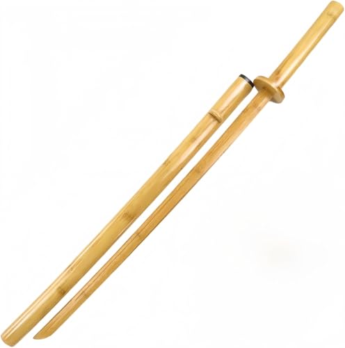 ZanLore 木刀 竹制刀 素振り用 剣道 居合道用木刀 竹製 厚い手 鞘付き 全長102cm 刃渡り73cm 未開刃 軽量 伝統的な工芸 和風 初心者向け 稽古用 コスプレ用 パーティー コレクション 置物 贈り物 (A)