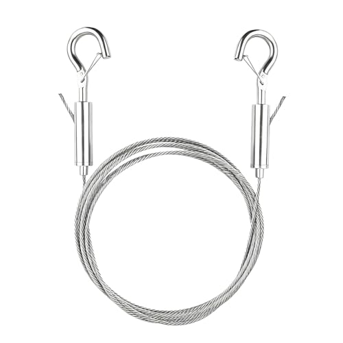 Xelmorant Stainless Steel Adjustable Hanging Wire - Heavy Duty 2m X1.5mm Holds 44lb Ideal for Frames & DIY Mirrors