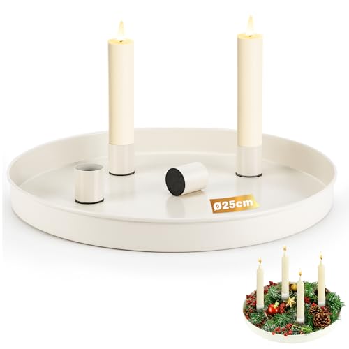 Zikenis Magnet Kerzentablett, Ø 25 cm Metall Kerzenständer mit 4...