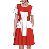 XZDLYY Vestido de verano con bandera suiza, casual, ajustado, manga corta para mujer, Negro, Small-4X-Large