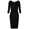 Moyabo-Womens-34-Sleeve-Round-Neck-Hips-Wrapped-Casual-Office-Pencil-Dress Moyabo Womens Plus Size Dresses 3/4 Sleeve Round Neck Hips-Wrapped Bodycon Office Pencil Dress Black Medium