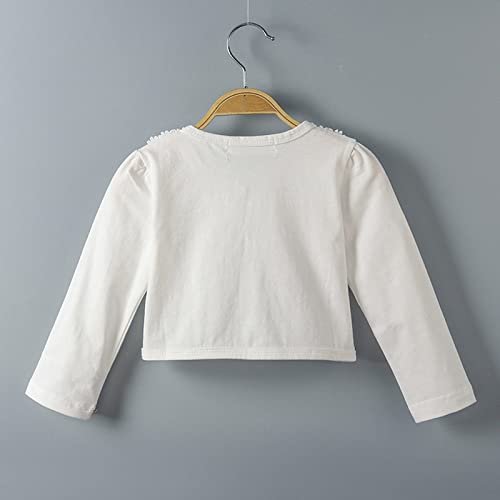 Cotton Cardigan for Toddler Girls Cute Long Sleeve Lace Princess Shawl Tops Soft Comfy Solid Cardigan Coat 2-9 Years4