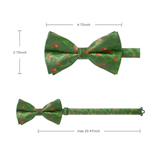 Image of HISDERN Bow Ties for Men Pre-Tied Bow Tie Floral Paisley Handkerchief Classic Formal Bowtie and Pocket Square Cufflinks Set