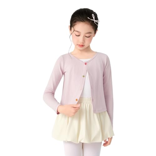 Chaqueta de Danza Ballet Tops de Baile de Ballet for niñas Tops de Baile Cárdigan Frontal Abierto de Manga Larga(Purple,120 Height 110-120cm)