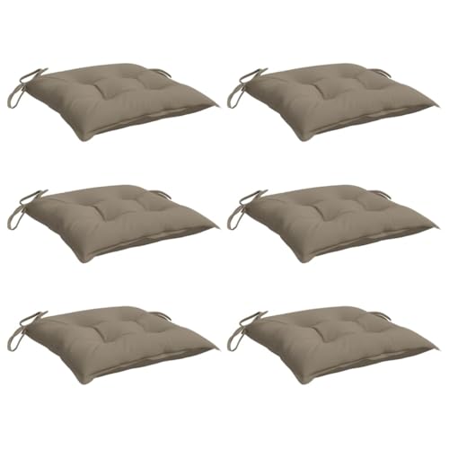 vidaXL Lot de 6 Coussins de Palette, Galette de Siège Imperméable, Coussin de Jardin, Décoration d'Extérieur Terrasse, Taupe 50x50x7 cm Tissu Oxford