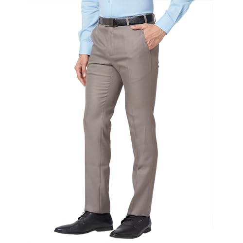 Image of Raymond Slim Fit Poly Viscose Blend Structure Pattern Flat Front Formal Trouser