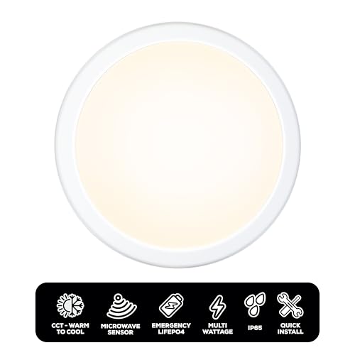 TCP LED Emergency Microwave Sensor Ceiling Wall Light Bulkhead, IP65 Waterproof Dustproof - Image 3