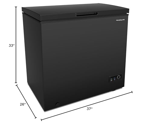 FRIGIDAIRE EFRF7003-BLACK Chest Deep Freezer, 7 Cu. Ft, Black Adjustable Thermostat-Removable Vinyl Coated Wire Basket-Easy Defrost Drain