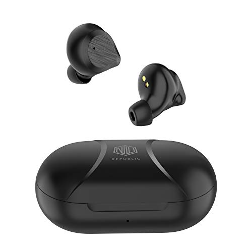 Image of Nu Republic Starbuds True Wireless Earbuds(TWS),BT V5.0,Upto 20hrs Play Time,Compact case with Type-C Charging Cable,Touch Control,45 Angle fit,Sweat & Water Resistant,Voice Assistant with Mic-Black