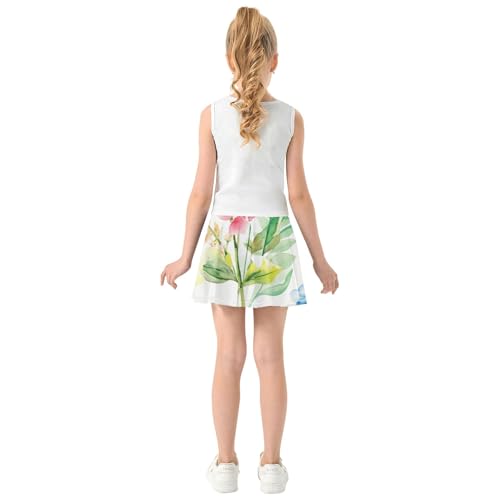 Athletic Shorts for Girls Skorts Kids Tennis Skirts Custom Flowy Skort Wildflowers 3t4