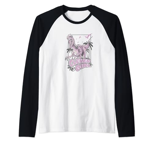 T-shirt Velociraptor Clever Girl Jurassic World style raglan avec imprimé palmier pour fan