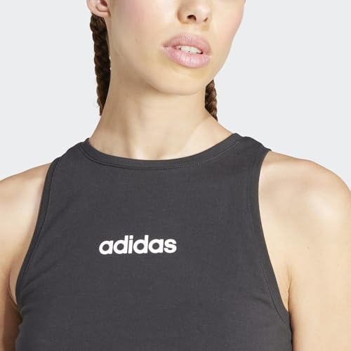 adidas Mujer Essentials Linear Slim Cotton Tank, Black/White, XXL