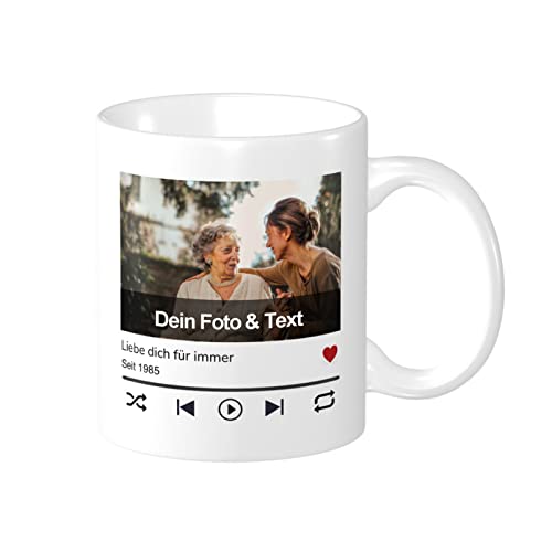 Tasse Personalisiert Spotify Kaffeetasse mit Foto Wunschtext Cover