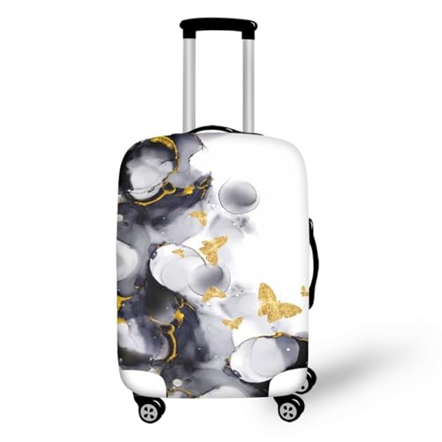 LNXSESN Funda Maleta Cabina Marmol De Oro Mariposa Funda para Maletas Elástico Fundas Maletas de Viaje Lavable Protector de Equipaje con Cremallera Fundas para Maletas de ViajePara 19-21 Pulgadas