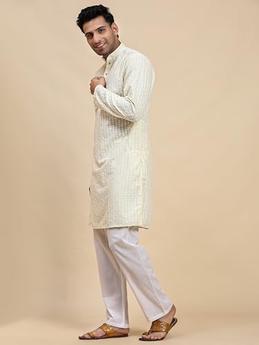 Image of Pro-Ethic Style Developer Mens Indian Traditional Cotton Kurta Sets, Men Kurta Set Indian Wedding Dress (A-117)