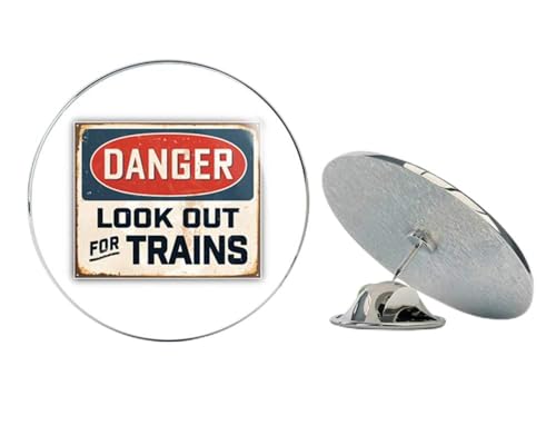 Danger Look Out for Trains Vintage Metal Sign Round Metal 0.75