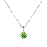 Philip Jones Sterling Silver August (Peridot) Birthstone Necklace Created with Zircondia® Crystals