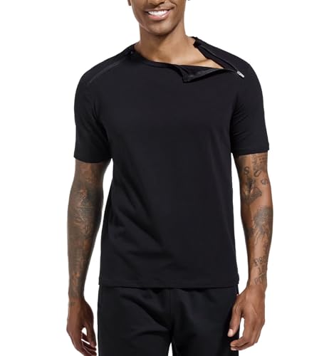 Unisex Chemo Shirts for Port Access Chemotherapy Post Shoulder Surgery Shirts Off The Shoulder Shirt2