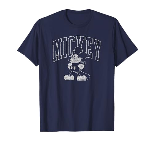 T-shirt Mickey Disney style universitaire vintage en coton confortable pour homme et femme