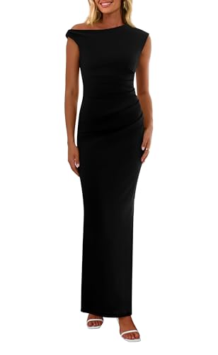 PRETTYGARDEN Women's 2025 Summer Formal Maxi Dresses Sleeveless One Shoulder...