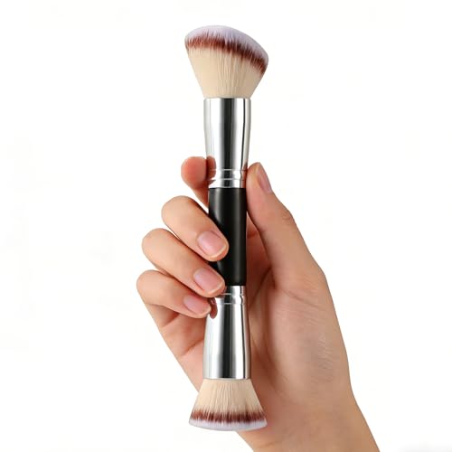 Dual-Ended Foundation & Powder Brush, 2 in 1 Large Flat/Angled To...