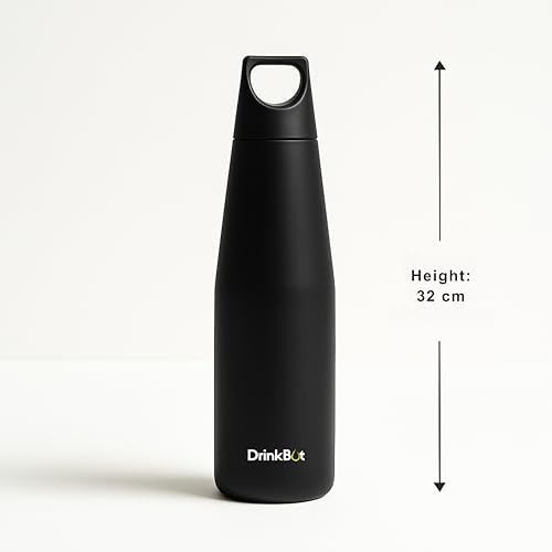 Image of Myst 1080ml 1 Litre Insulated Steel Water Bottle | 316 Marine Grade Stainless Steel | Vacuum Hot & Cold 24H /12H | Leakproof Matte Steel Water Bottle for Office, Gym & Travel (Black)