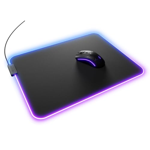 Image of GLORIOUS Gaming Mouse Pad GMP 2 GLED - XL - 2-Zone RGB Lighting, InfiniGlow RGB Stitchless Edge, Premium Cloth Surface, Grippy Rubber Base, Optimised for Gaming - 18 inch x 14 inch x 0.1 inch - Large Desk Mat