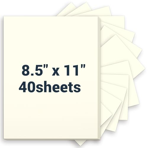 Cardstock 8.5 x 11 Thick Printer Paper 75 lb/200 gsm 40 Sheets Cream Card Stock Off White Heavy Card stock CardStock Paper for Invitations Diy Cards Business Cards Menus Crafts Drawing etc