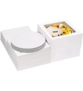 40 Pcs 10x10x8 Inch Cake Boxes with Cake Boards Set (20 Boxes and 20 Boards) White Tall Bakery Bo...