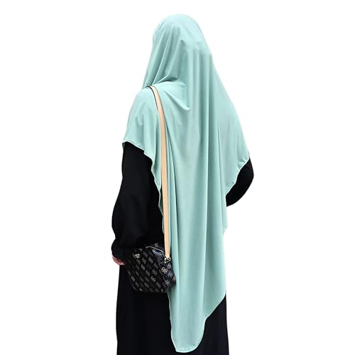 Yaqeen Jersey Khimar Diamond cut Long Hijab for Muslimah one Piece Headscarf Lycra Prayer Dress Muslim Shawls (Pistachio)