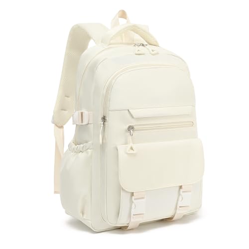 Image of Kids High Middle School Backpack for Girls 5-12 Kawaii Travel Aesthetic Bookbag,Beige
