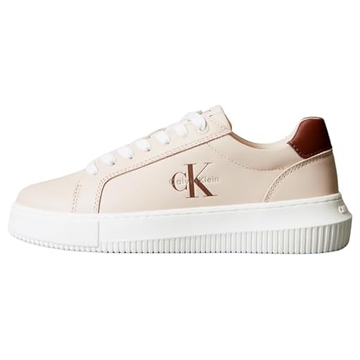 Calvin Klein Donna Sneakers con Suola Preformata Chunky Mono in Pelle, Rosa (Whisper Pink/Cappuccino), 39